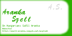 aranka szell business card