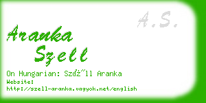 aranka szell business card